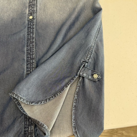 Coldwater Creek Chambray Tencel Dress Gathered Sleeves Button Women’s Sz S (6-8) - Picture 6 of 13